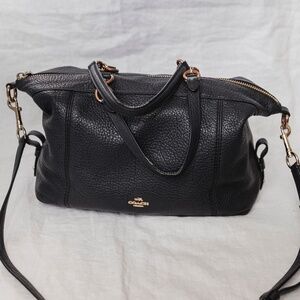 COACH F59325 Lenox Satchel Pebble Leather Black Purse 2000s slouchy
